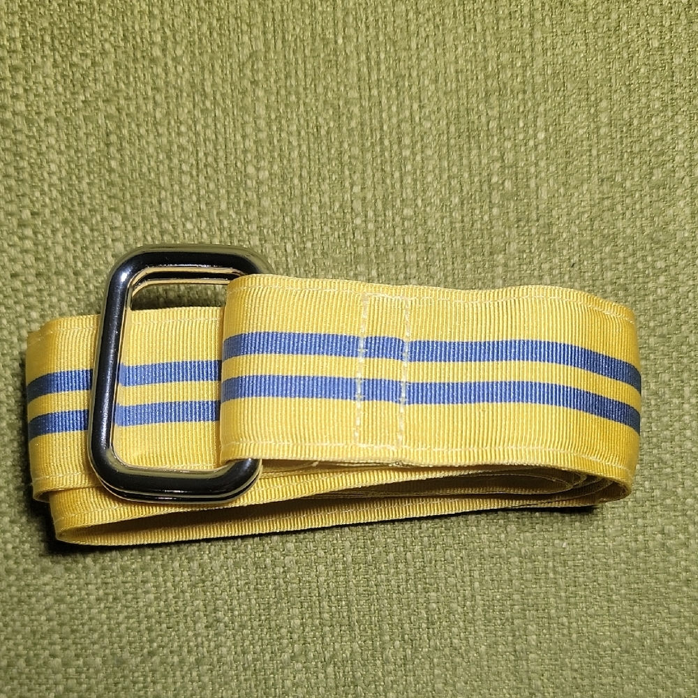 Brooks Brothers Yellow and Blue Striped Ribbon Belt